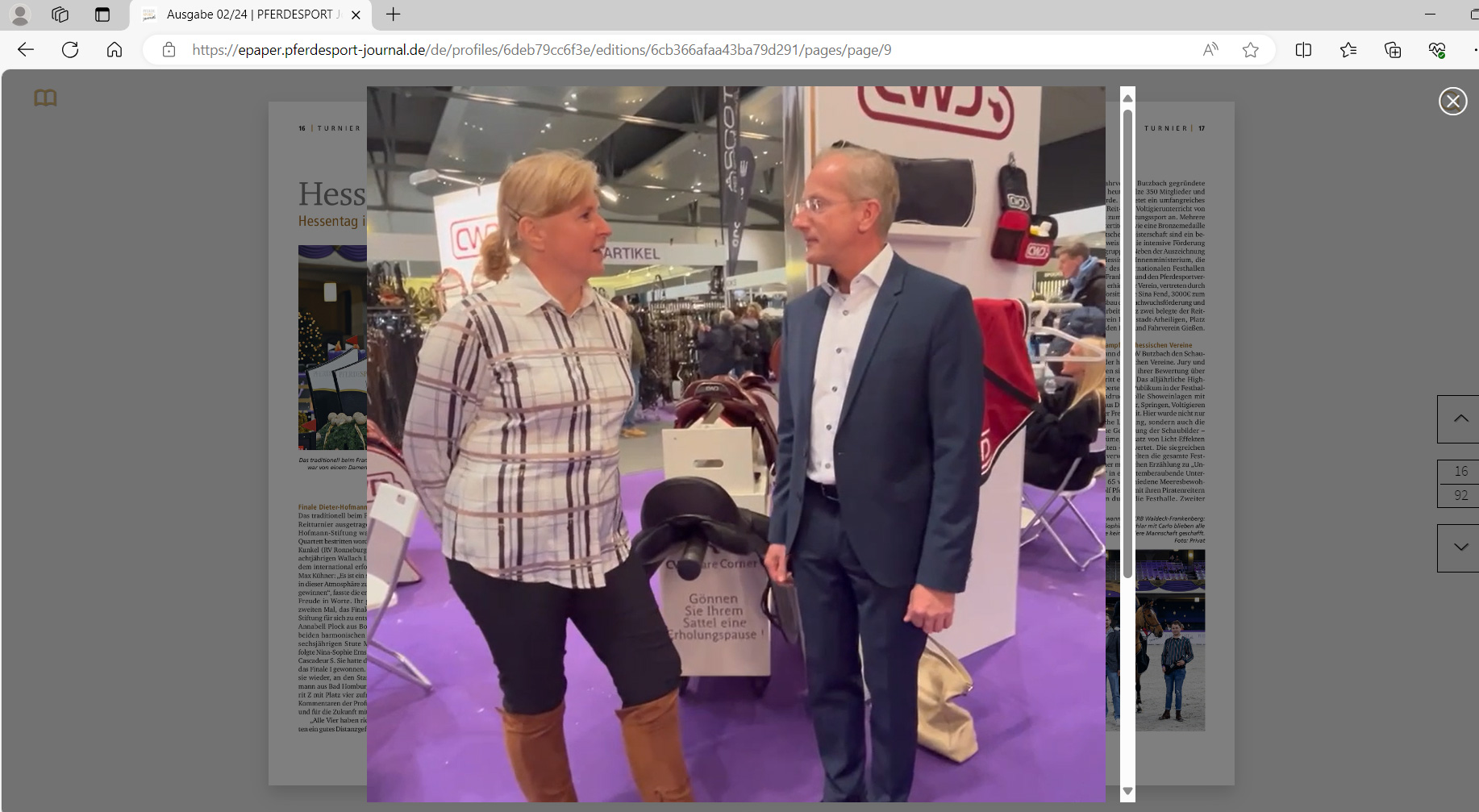 Interviews kann man sich jetzt ganz einfach ansehen. Genauso finden Sie Videos von Siegerehrungen oder besonderen Momenten im PSJ-ePaper, die die Atmosphäre verdeutlichen und den Bericht lebendig machen.
